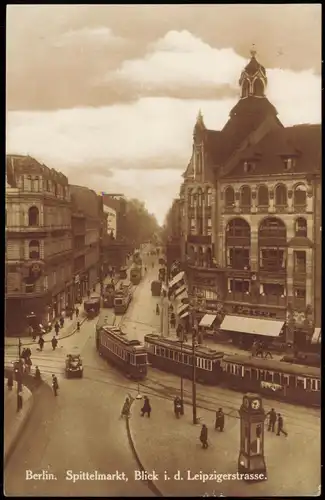Mitte-Berlin Spittelmarkt, Blick i. d. Leipzigerstrasse. Straßenbahn 1930