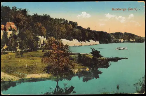 Ansichtskarte Kalkberge-Rüdersdorf bei Berlin Kalksee, Boot 1920