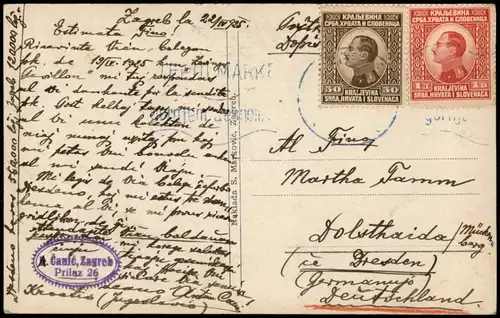 Postcard Zagreb Pogled na Prilaz 1925