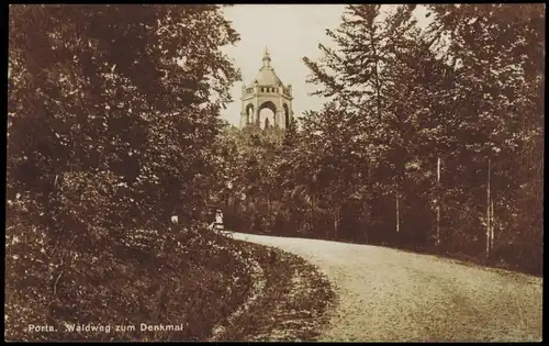 Ansichtskarte Porta Westfalica Waldweg zum Denkmal 1928