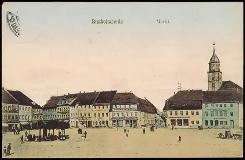 Ansichtskarte Bischofswerda Marktplatz 1910