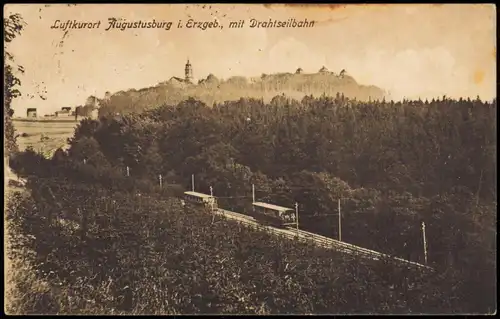 Ansichtskarte Augustusburg Erzgebirge  Drahtseilbahn 1922  gel. Vorinfla