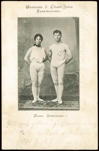Schausteller Dame: Untermann.. Gertrude & Charl-Jules Handakrobaten. 1905