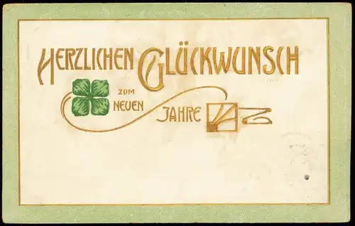 Ansichtskarte  Glückwunsch Geburtstag Birthday Kleeblatt 1905 Goldrand