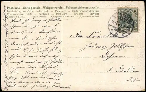 Ansichtskarte  Glückwunsch Geburtstag Birthday Kleeblatt 1905 Goldrand