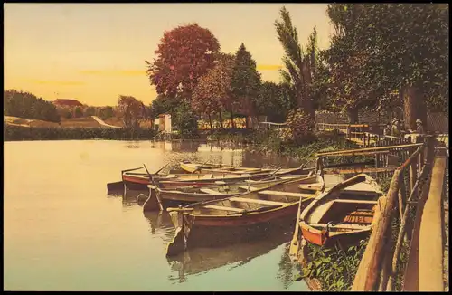 Ansichtskarte  Stimmungsbild: Ort Bootsstation am Fluss 1913