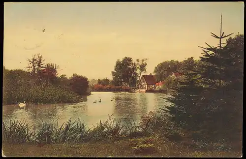 Ansichtskarte  Stimmungsbild: Ort Haus am Fluss 1912