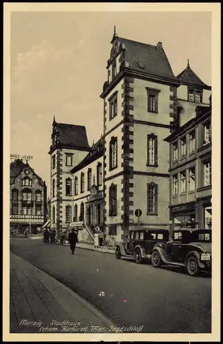 Ansichtskarte Merzig Stadthaus, Geschäfte 1933