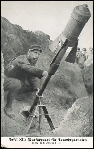 Ansichtskarte  Militaria WK1 Wurfapparat für Torpedogranaten 1917