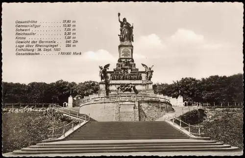 Ansichtskarte Rüdesheim (Rhein) National-Denkmal Niederwalddenkmal 1960