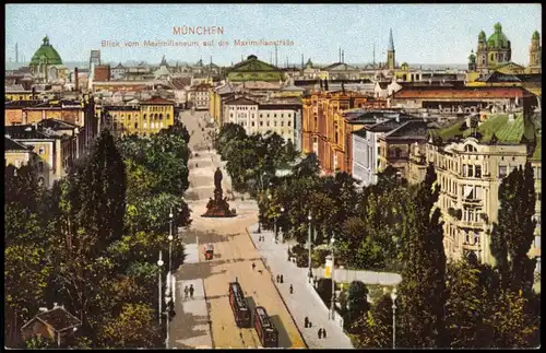 Ansichtskarte München Blick vom Maximilianeum auf die Maximilianstraße 1910