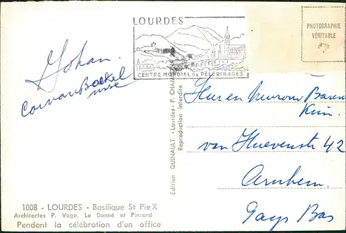 CPA Lourdes Lorda Innenansicht, Messe Basilique St Pie X 1960