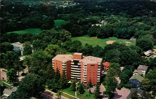 Postcard Ann Arbor Lurie Terrace 600 W. Huron St. (Aerial View) 1970