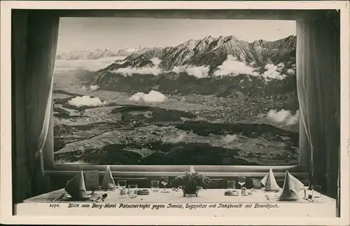 Innsbruck Blick Berg-Hotel Patscherkofel  Jnntal, Zugspitze und Brandjoch 1940