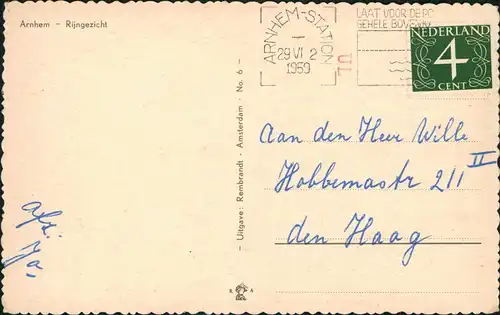 Postkaart Arnheim Arnhem Panorama-Ansicht Arnhem Rijngezicht 1959