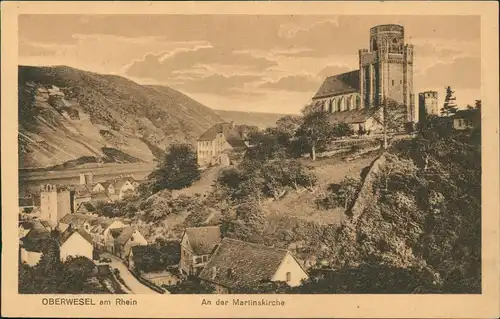 Ansichtskarte Oberwesel Panorama-Ansicht mit der Martinskirche 1910