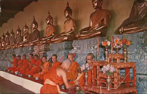 Bangkok A Gallery of Buddha Statues in Wat Pho Bangkok Thailand 1970