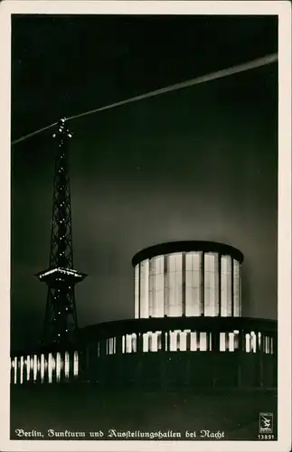Charlottenburg-Berlin Funkturm und Ausstellungshallen bei Nacht 1940
