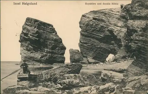 Ansichtskarte Helgoland (Insel) Hoyshörn und dunkle Höhle 1911