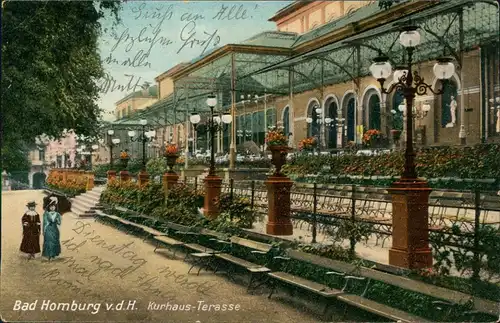 Ansichtskarte Bad Homburg vor der Höhe Kurhaus-Terasse 1908