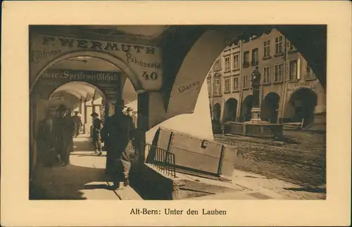 Bern (Schweiz) Berne Strassen Ansicht Unter den Lauben Arcades 1920