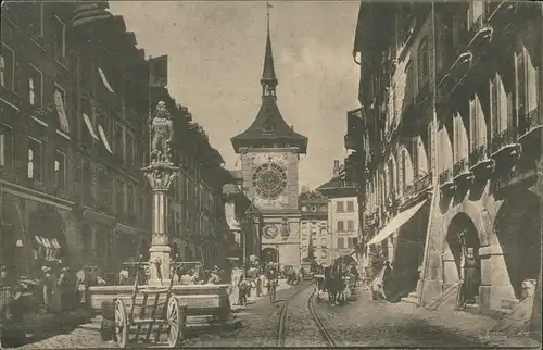 Ansichtskarte Bern (Schweiz) Berne Zeitglockenthurm Strassen Partie 1910