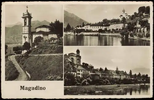 Ansichtskarte Magadino Mehrbildkarte mit 3 Ortsansichten 1950