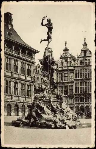 Postkaart Antwerpen Anvers Grote Markt et Fontein Brabo 1930