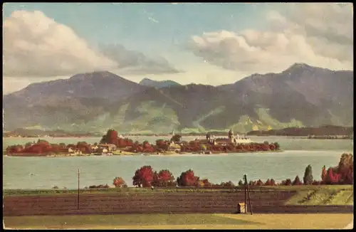 Ansichtskarte Chiemsee Panorama-Blick Fraueninsel Chiemsee 1927