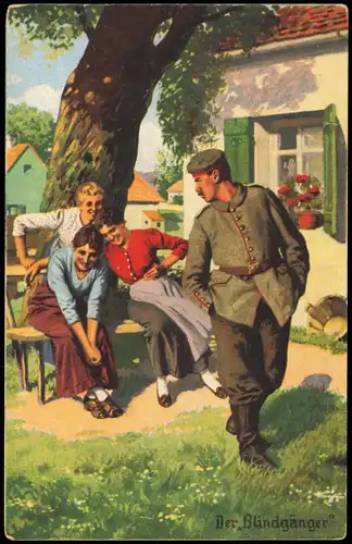 Ansichtskarte  Feldpostkarte "Der Blindgänger" 1917 Feldpoststempel