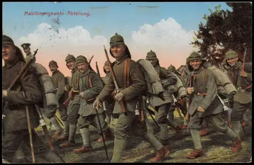 Ansichtskarte  Feldpostkarte Maschinengewehr-Abteilung 1916     Feldpoststempel