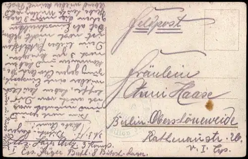 Ansichtskarte  Feldpostkarte Soldat gedenkt seiner Frau 1915  Feldpost