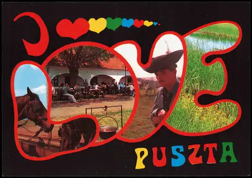 Postcard .Ungarn PUSZTA Mehrbildkarte 1980