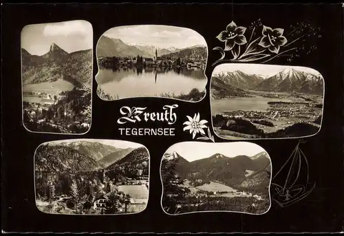 Ansichtskarte Kreuth Mehrbildkarte mit Tegernsee und Ortsansichten 1963