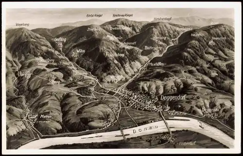 Ansichtskarte Deggendorf Umland-Ansicht, Relief-Karte 2002/1970