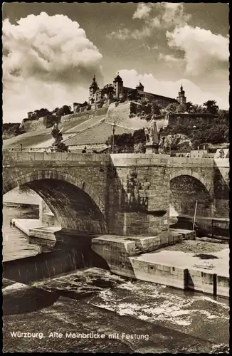 Ansichtskarte Würzburg Festung Marienberg Alte Mainbrücke mit Festung 1960