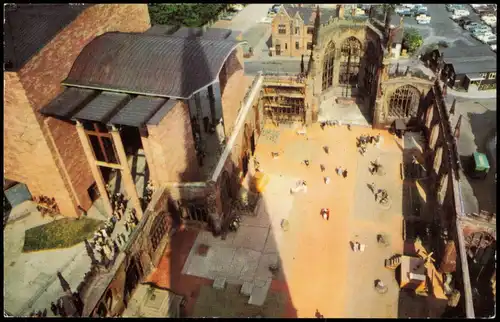 Postcard Coventry Cathedral Kathedrale THE RUINS FROM THE TOWER 1964