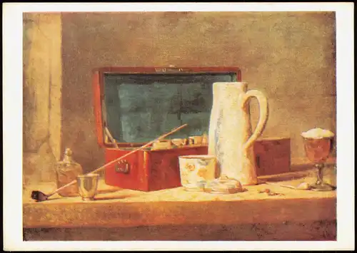 Künstlerkarte Gemälde: J. B. SIMEON CHARDIN Stilleben mit Malkasten 1970