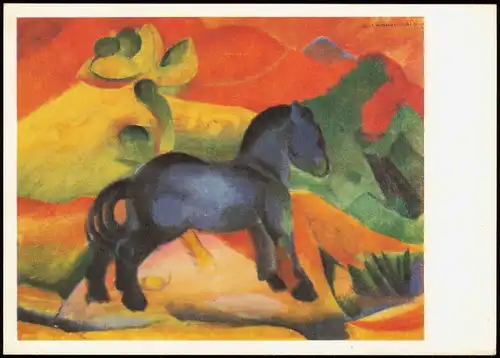 Künstlerkarte Gemälde: FRANZ MARC (1880-1919) Das kleine blaue Pferd 1977