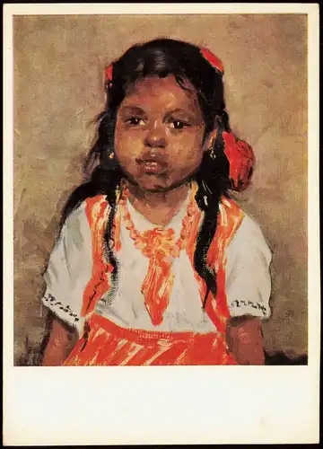 Künstlerkarte Gemälde M.H.-O. ABDULLAJEW kleine Tschandra Little Tschandra 1959