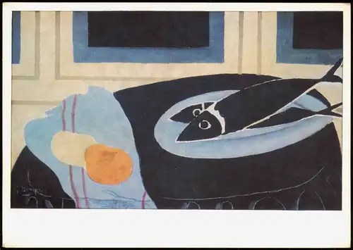 Künstlerkarte Gemälde: GEORGES BRAQUE (1882-1963) Die schwarzen Fische 1968