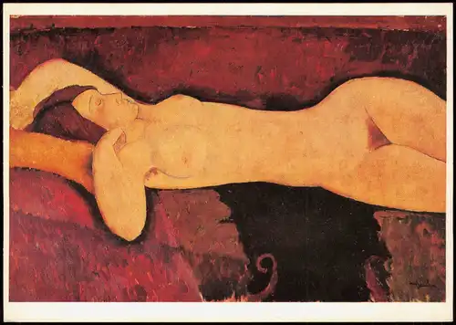 Künstlerkarte Gemälde: AMEDEO MODIGLIANI, Frühe Erotik, Liegende Frau 1972