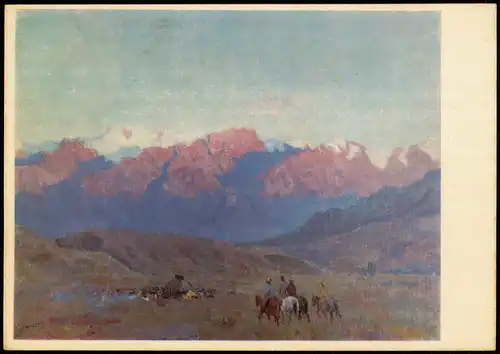 Künstlerkarte Gemälde: S.A. TSCHUIKOW Landschaft Landscape 1966