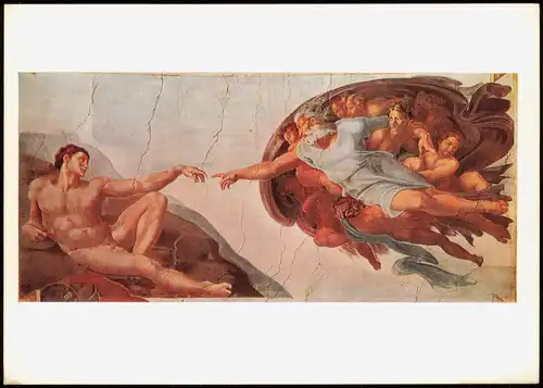 Künstlerkarte Gemälde: BUONARROTI MICHELANGELO    Adams The Creation  Adam 1972