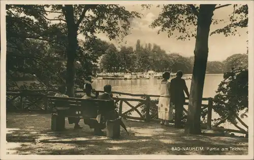 Ansichtskarte Bad Nauheim Partie am Teich Stadtteilansicht 1929
