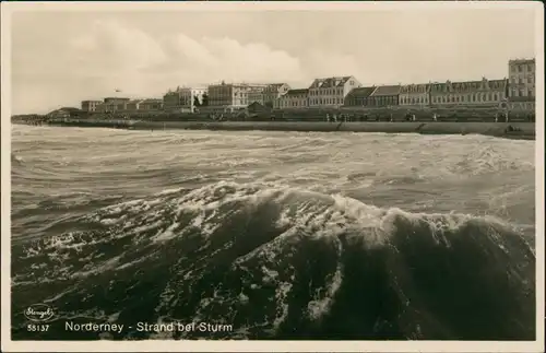 Ansichtskarte Norderney Strand bei Sturm 1930