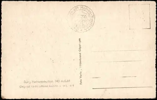 Ansichtskarte Neuffen Luftbild Burg Hohenneuffen 1961