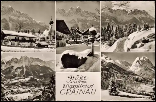 Ansichtskarte Grainau Winteransichten Stadt, Zugspitzbahn 1959