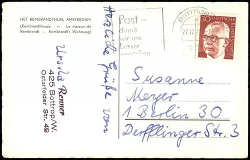 Postkaart Amsterdam Amsterdam HET REMBRANDTHUIS 1974