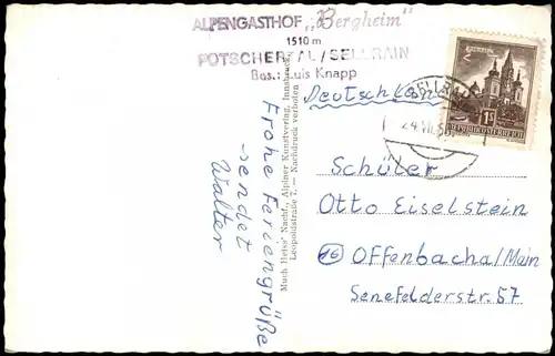 Ansichtskarte Sellrain Alpengasthof Bergheim Fotschertal Tirol 1958